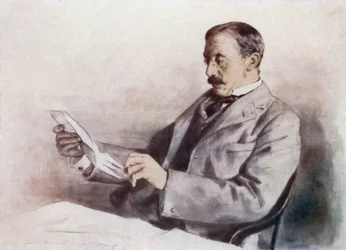 Sir Alfred Milner an seinem Schreibtisch